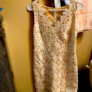 Elegant lace sleeveless dress. Perfect for bride or attendant.